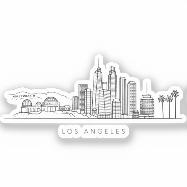 Sticker Minimalist Los Angeles Skyline Illustration (Recto)