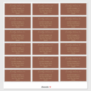 Sticker Minimalist Terracotta Mariage Adresse d'invité