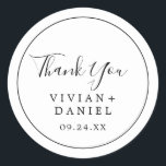Sticker minimaliste de mariage Merci Faveur<br><div class="desc">Ces autocollants minimalistes de faveur de mariage vous remercient sont parfaits pour une simple réception de mariage. Le design romantique moderne présente une typographie classique en noir et blanc associée à une calligraphie rustique mais élégante avec un style vintage lettré à la main. Personnalisable dans n'importe quelle couleur. Gardez le...</div>