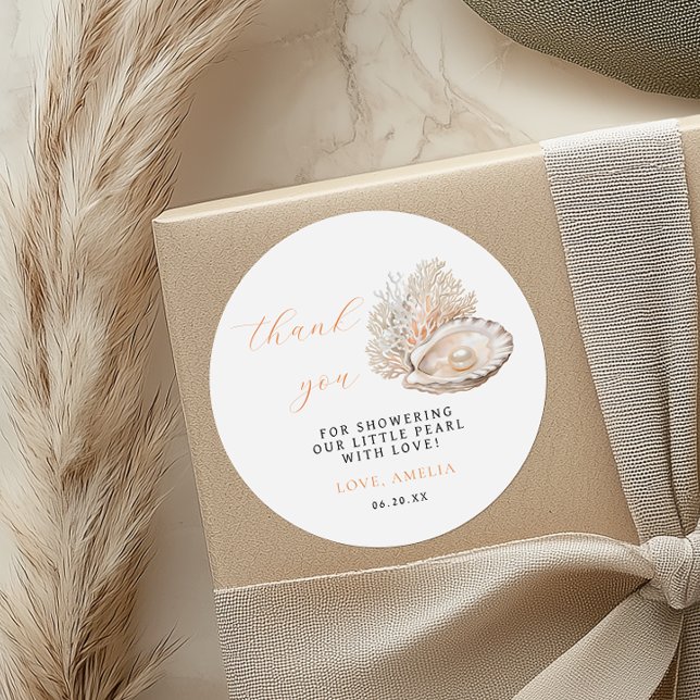 Sticker minimaliste en Merci de Baby shower perle (Créateur téléchargé)