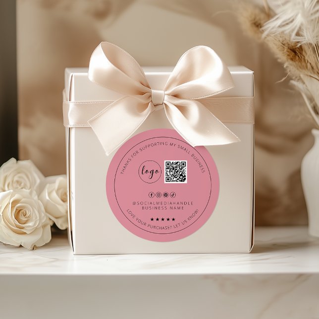 Sticker minimaliste en Merci Dusty Personnalisé (Minimalist Custom Dusty Rose Thank You Sticker)