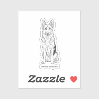 Sticker Minimaliste Ligne d'Art de Chien de Berger Alleman