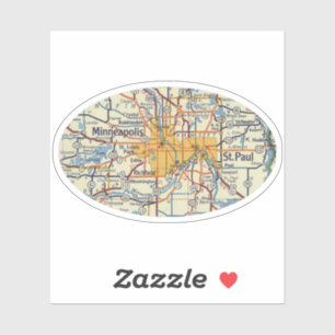 Sticker Minneapolis St Paul Carte Vintage
