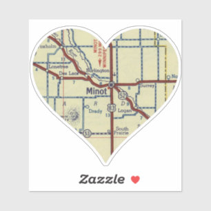Sticker Minot et carte Vintage