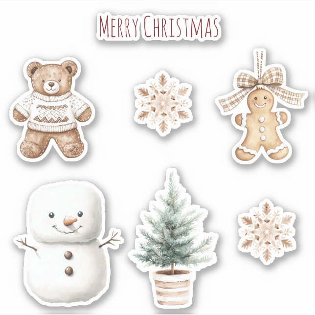 Sticker Mint Cute Christmas Snowman (Devant)