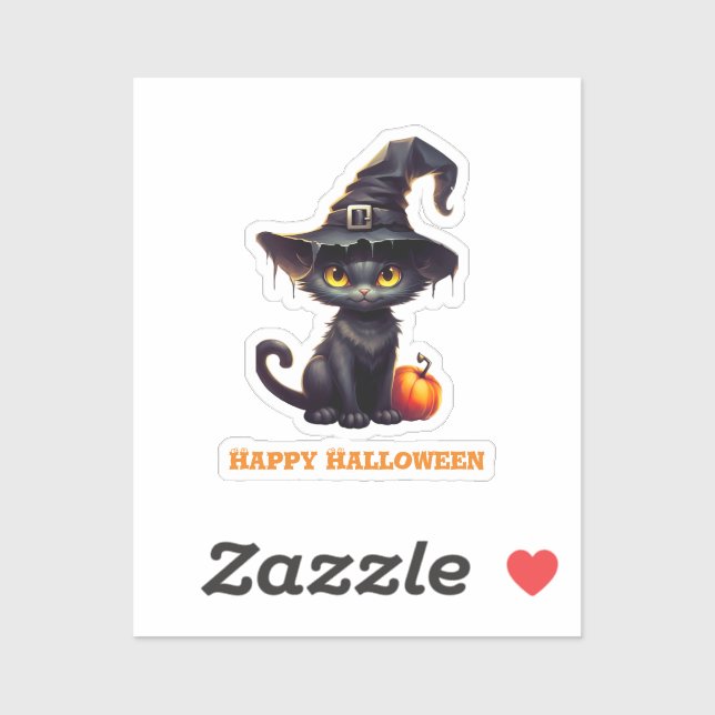 Sticker Minuit Halloween Le Chat Noir Cuisiné (Feuille)