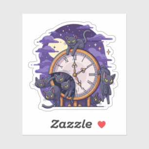 Sticker Minuit - Prise de contrôle de chats d'Halloween