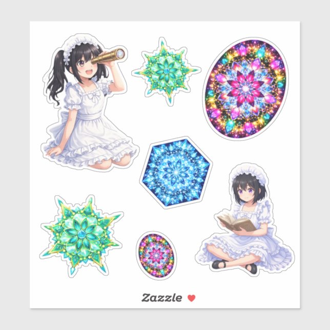 Sticker Mirabella & Magie de Kaléidoscope – Mandala Coloré (Feuille)