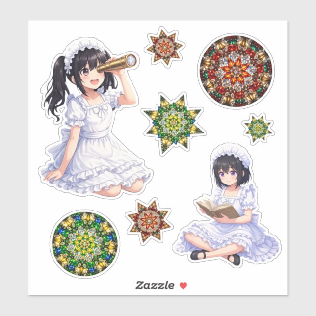 Sticker Mirabella & Mandala Mix – Kaléidoscope Coloré  (Feuille)