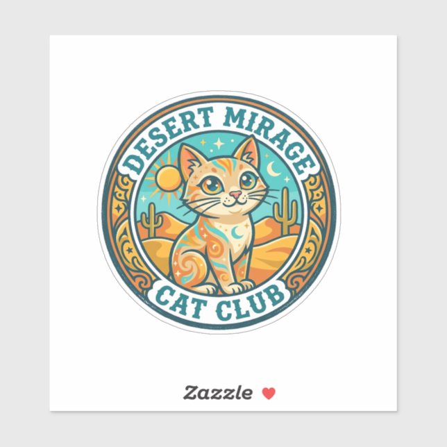 Sticker Mirage du désert Chat Idée cadeau pour maman de ch (Feuille)