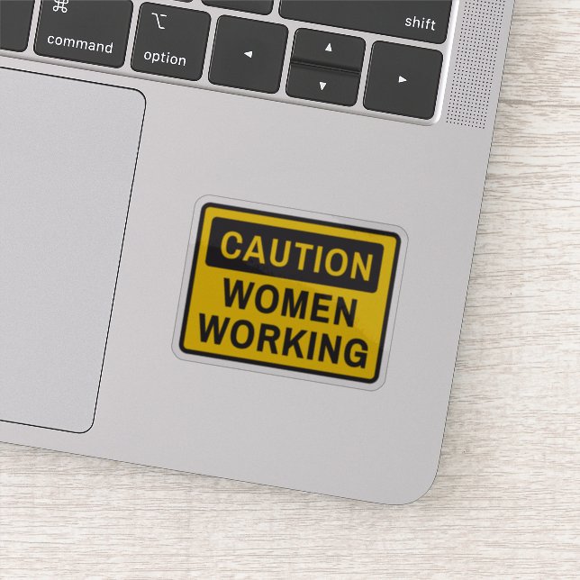Sticker Mise en garde des femmes qui travaillent (Détail)