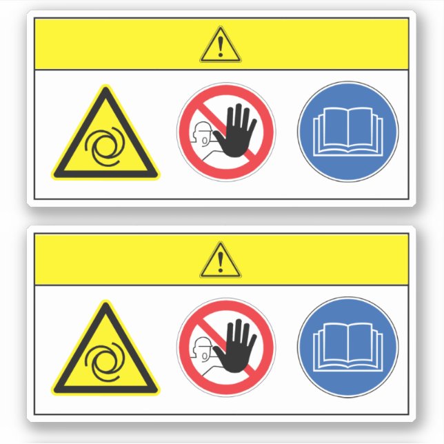 Sticker Mise en garde/équipement démarre automatiquement É (Devant)