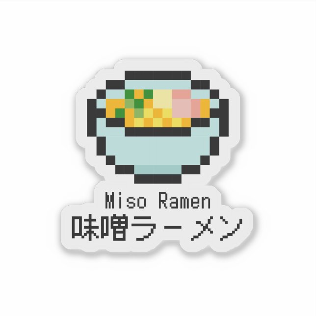 Sticker Miso Ramen Retro Pixel Art (Devant)