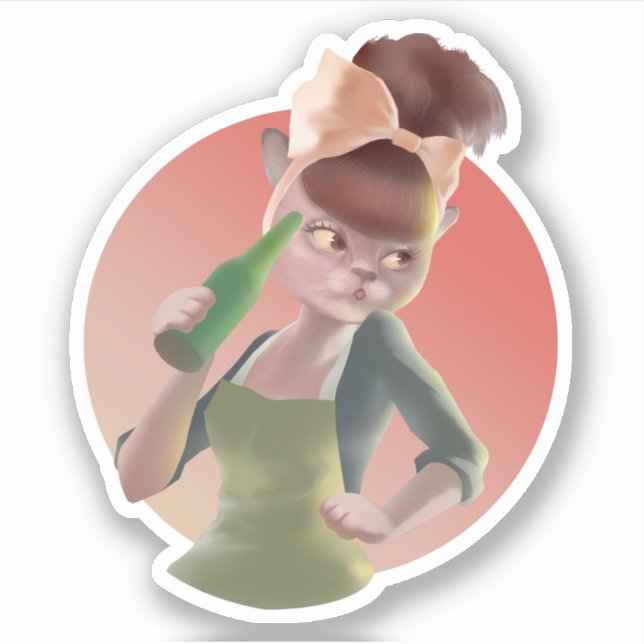 Sticker Miss Meow - Late Night Bar Series (Devant)