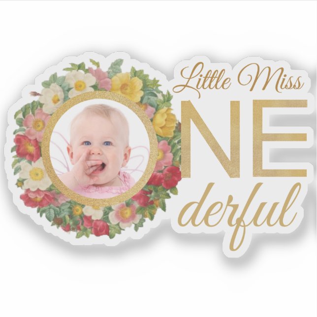 Sticker Miss Onederful Photo en Rose Wreath Premier annive (Devant)