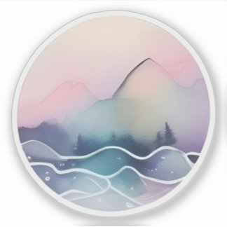 Sticker Misty Horizons: Abstract Mountain Serenity