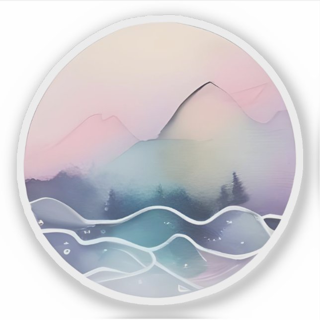 Sticker Misty Horizons: Abstract Mountain Serenity (Devant)