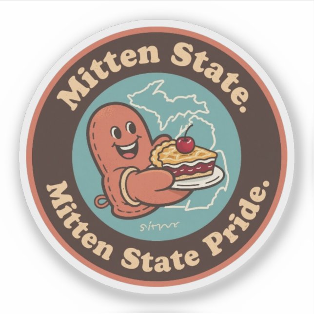 Sticker Mitten State Pride_ Michigan Vintage (Devant)