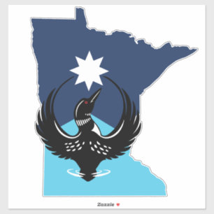 Sticker MN Loon Rising - Drapeau de l'État du MN