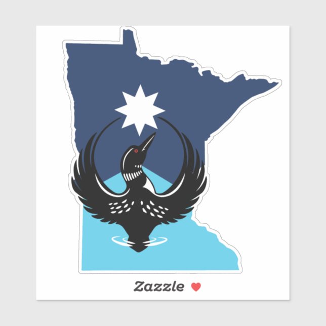 Sticker MN Loon Rising - MN State flag (Feuille)