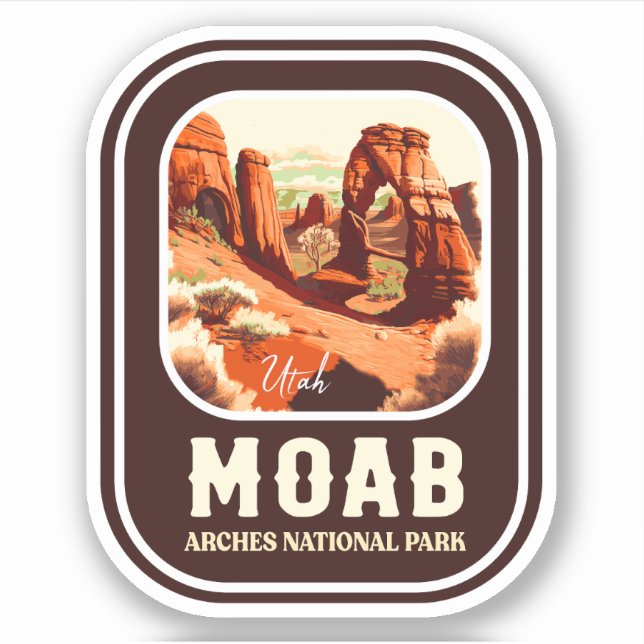 Sticker Moab Arches National Park Utah Delicate Arch Retro (Devant)