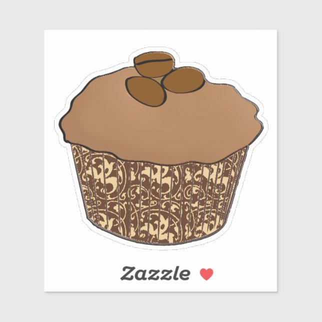 Sticker Mocha / Café Frosted Cupcake, Arrière - plan dente (Feuille)