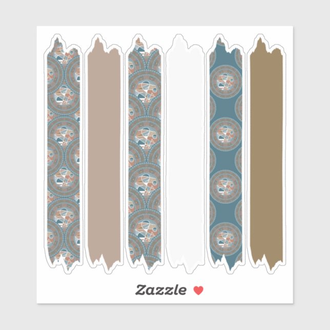 Sticker Mocha et point Turquoise Mandala Motifs bande Wash (Feuille)