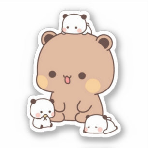 Sticker Mochi Brownie Ours Et Bébé Panda