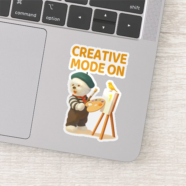 Sticker Mode Créatif Activé : Peintre Chien Bichon Artiste (Détail)