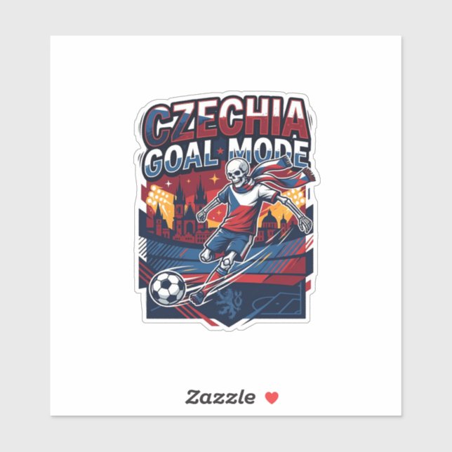 Sticker Mode de but de la Tchéquie Squelette Attaquant Nat (Feuille)