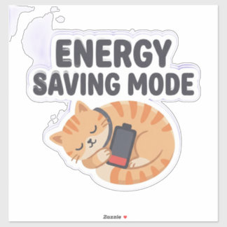 Sticker Mode Économie d'Énergie Chat Endormi Mignon