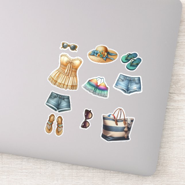 Sticker Mode et Accessoires de Plage d'Été (Détail)