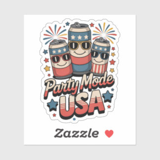 Sticker Mode Fête USA Canettes de Bière Patriotiques Feux