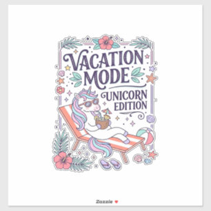 Sticker Mode Vacances Licorne Édition Licorne Adorable App