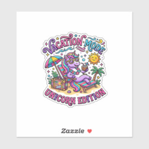 Sticker Mode Vacances Licorne Édition Licorne Commercial P