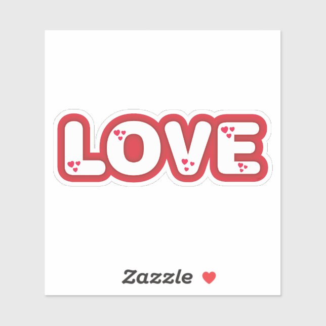 Sticker Modèle "Amour", lettres arrondies rouges avec des  (Feuille)