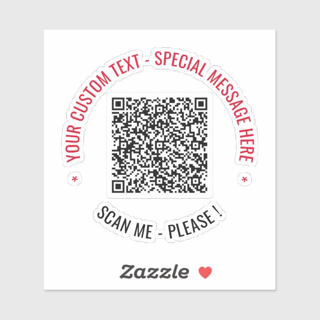 Sticker Modèle d'autocollant de texte personnalisé QR Code (Feuille)