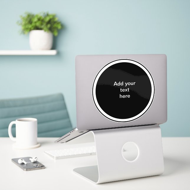 Sticker Modèle de cercle noir avec cadre de cercle blanc,  (Ordinateur portable sur le bureau)