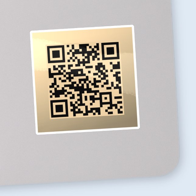Sticker Modèle de code QR immédiatement modifiable | Or Fa (Créateur téléchargé)