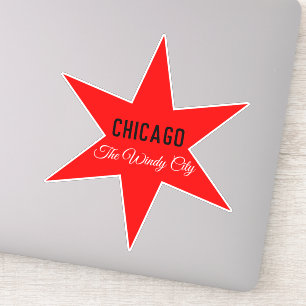 Sticker Modèle d'étoile à drapeau rouge Chicago à 6 branch