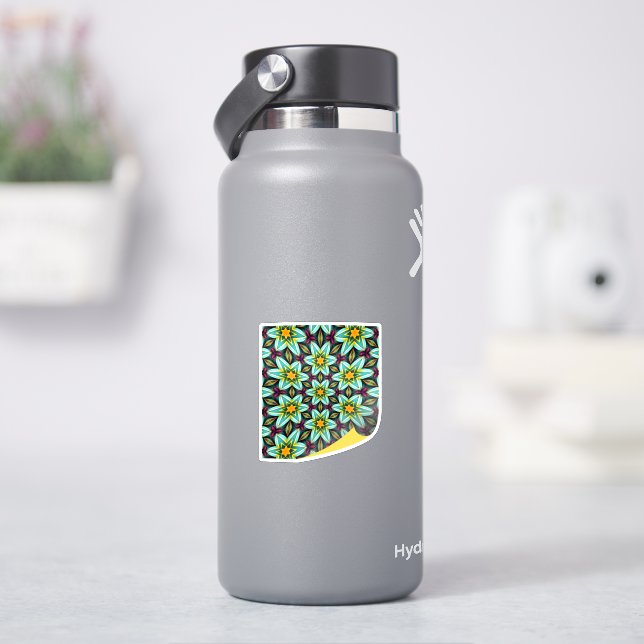 Sticker Modèle Floral Étoiles Vertes (HydroFlask)