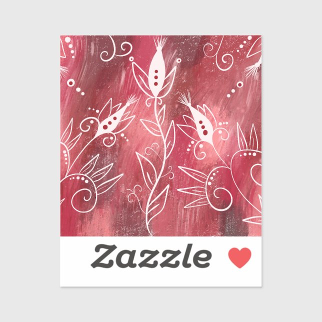 Sticker Modèle Floral rouge (Feuille)