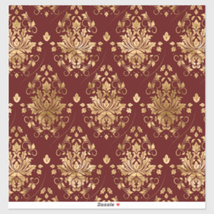 Sticker Modèle Vintage oriental Damask - Rouge et or