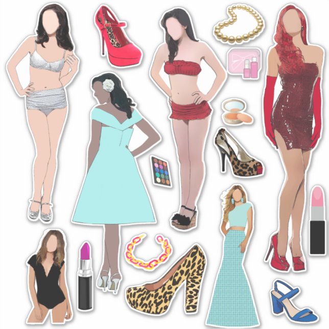 Sticker Modèles de mode Chaussures et maquillage (Devant)