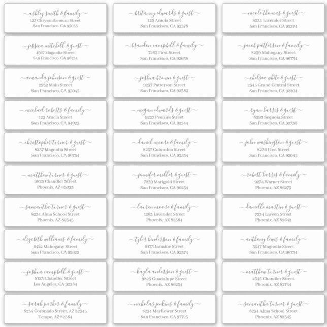 Sticker Modern Chic Script Mariage Nom d'hôte Adresse (Devant)