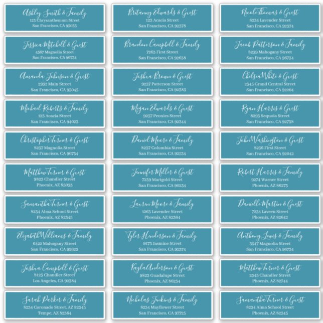 Sticker Modern Chic Script Mariage Nom d'hôte Adresse (Devant)