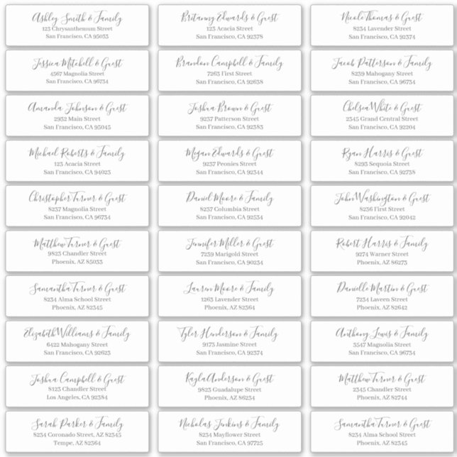 Sticker Modern Chic Script Mariage Nom d'hôte Adresse (Devant)
