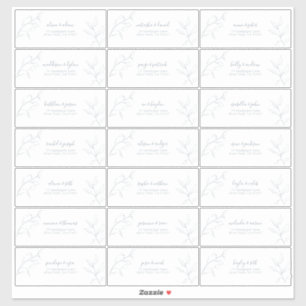Sticker Modern Dusty Blue Script Botanique Adresse d'invit