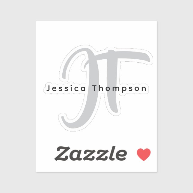 Sticker Modern Elegant Plain Professional Name Monogram (Feuille)