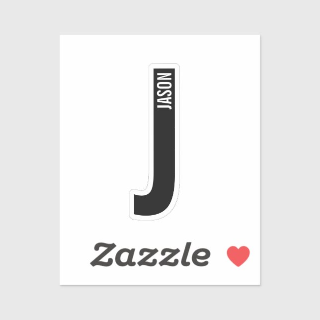 Sticker Modern Personalized Bold Monogram and Name (Feuille)